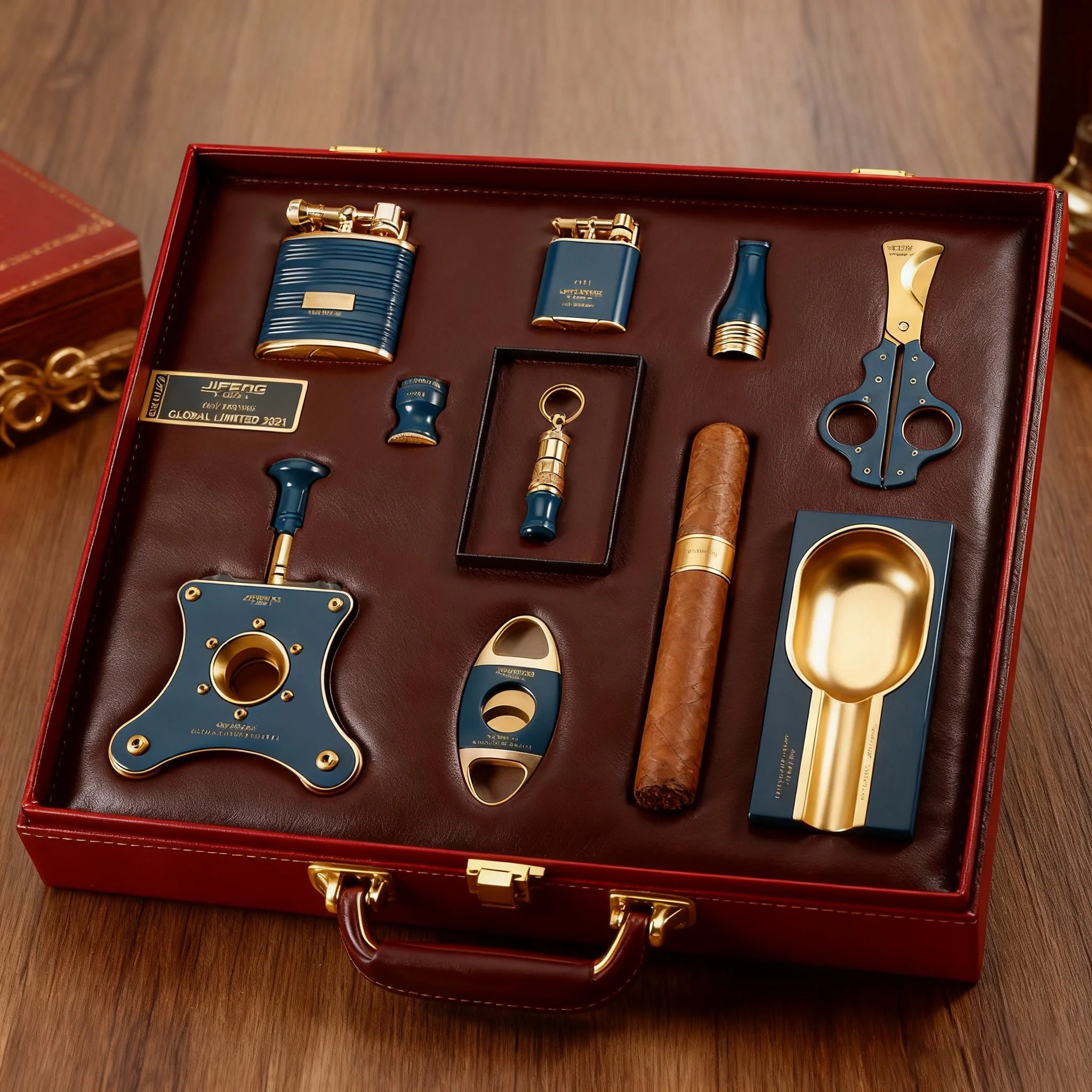 季风高端雪茄套装男士商务送礼带雪茄钻头打火机配备烟灰缸套装